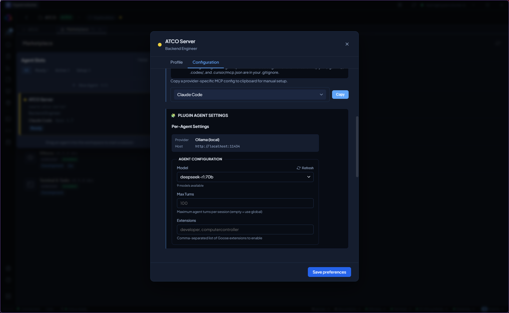 Agent slot configuration