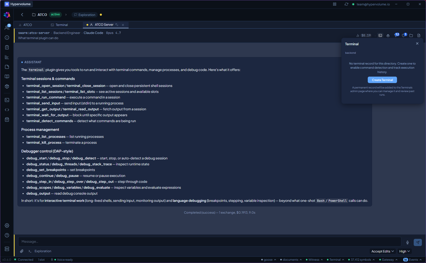 Terminal tools in chat